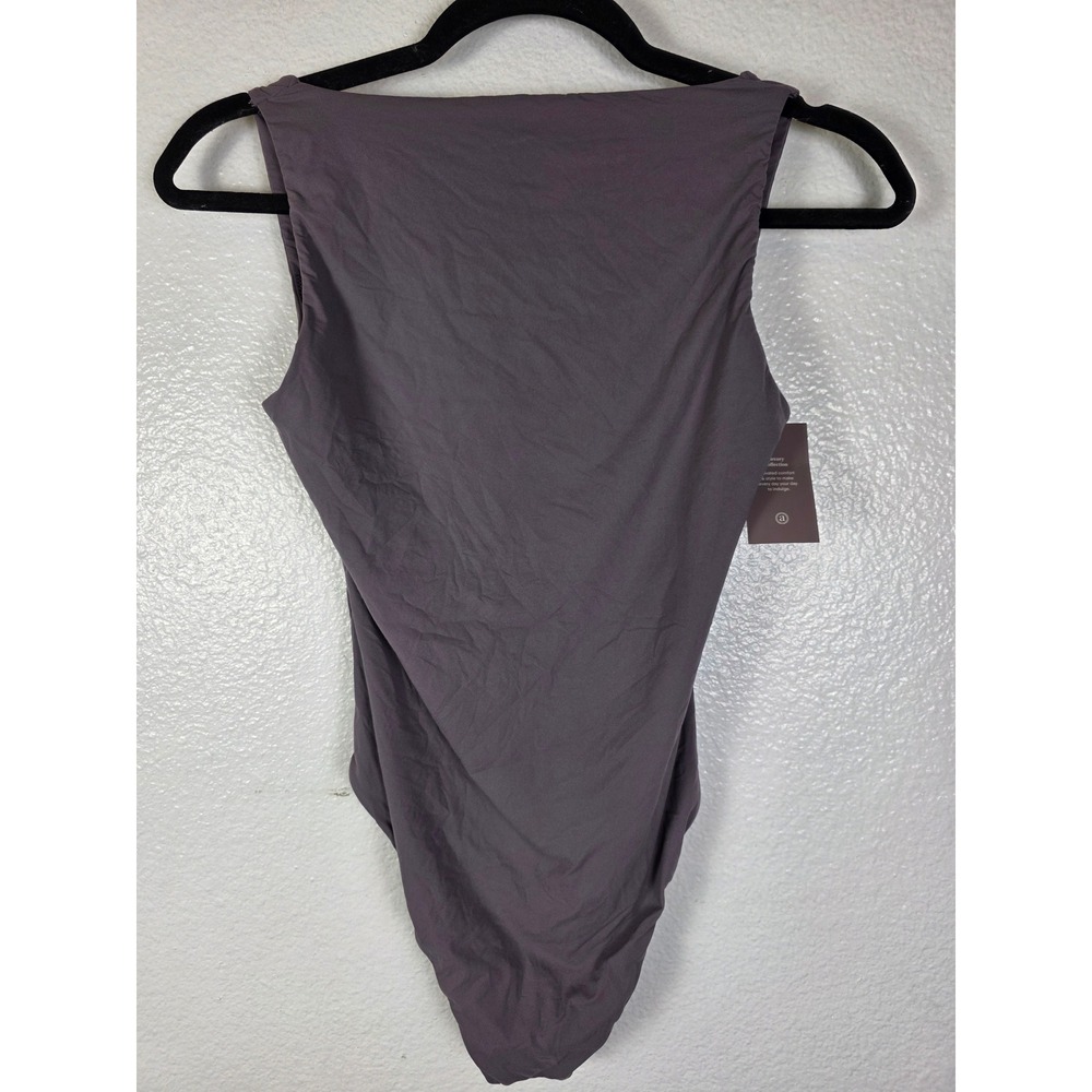 A New Day Mauve Gray Luxe Stretch Fully Lined Bodysuit V-Neck Large